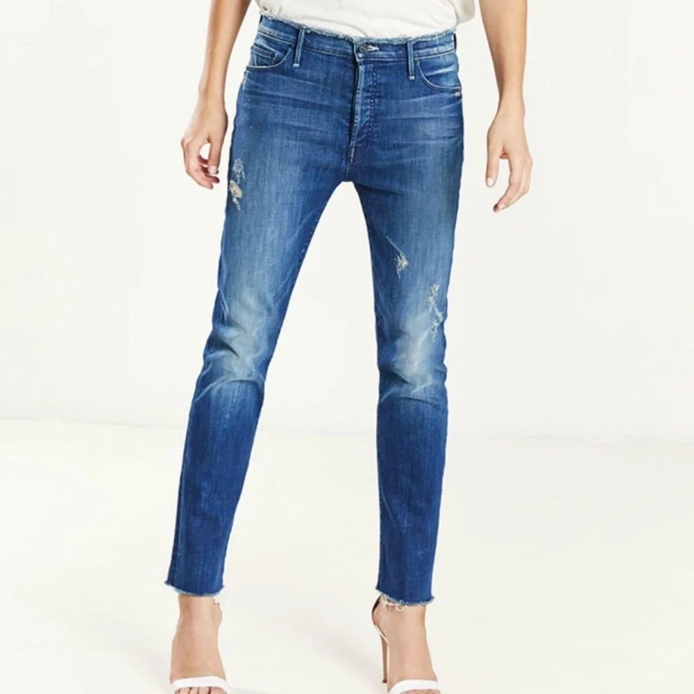 Mother Double Fray‎ Vagabond Boyfriend Jeans Size 25 Distressed Destroyed Denim